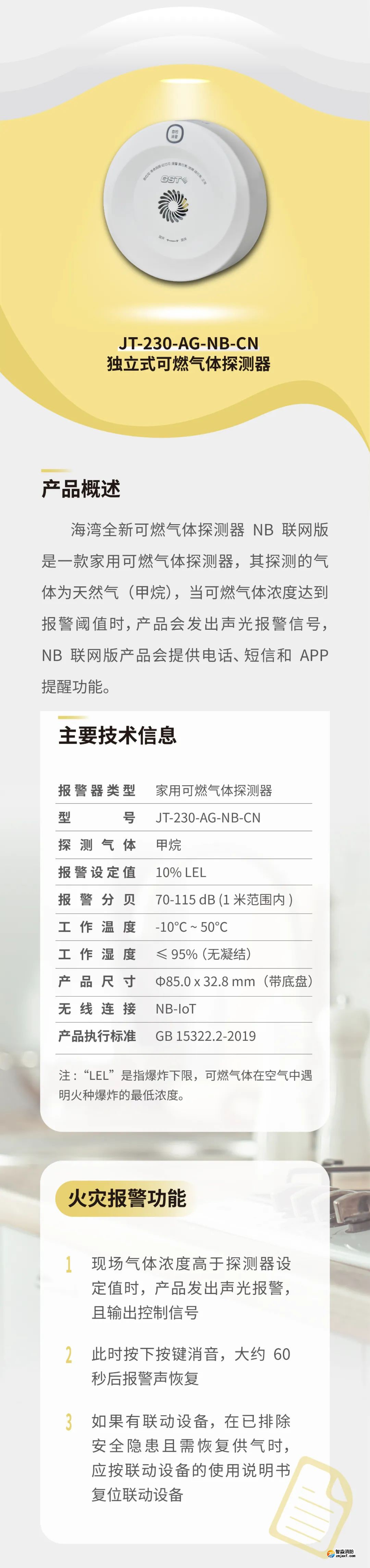 海湾开云电子娱乐官方中国有限公司GST全新一代NB独立式烟感气感探测器参数